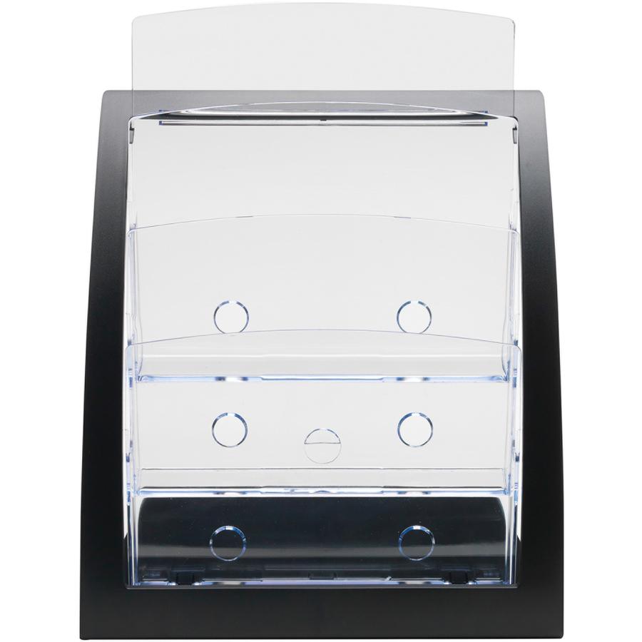 Deflecto Contemporary Literature Holder - 3 Compartment(s) - 3 Tier(s) - 13.3'' Height x 11.2'' Width x 6.9'' DepthDesktop, Counter - Durable, Business Card Holder - Plastic - 1 Each - deflecto