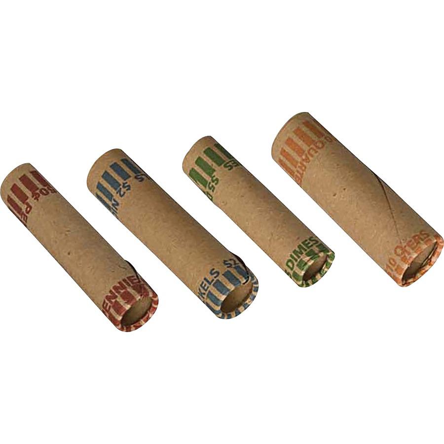 PAP-R Tubular Coin Wrappers - Total $5.0 in 50 Coins of 10¢ Denomination - Heavy Duty, Burst Resistant - Kraft - Green - 1000 / Box