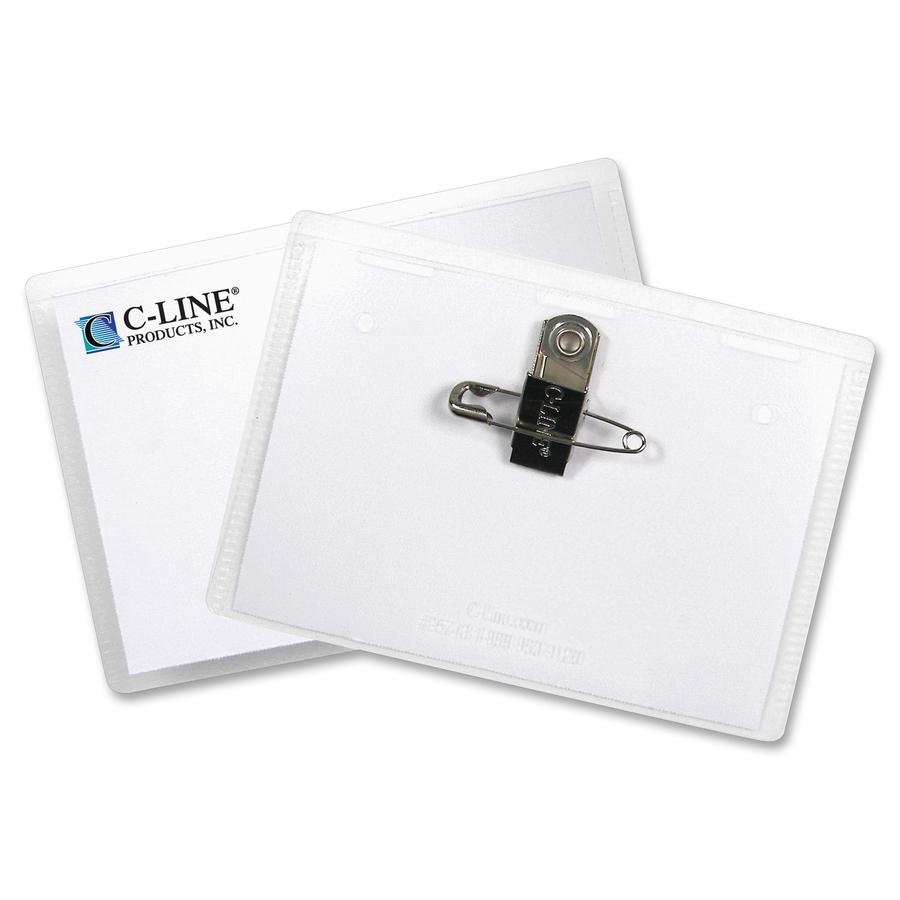 C-Line Clip/Pin Combo Style Name Badges - Sealed Holders with Inserts, 4 x 3, 50/BX, 95743