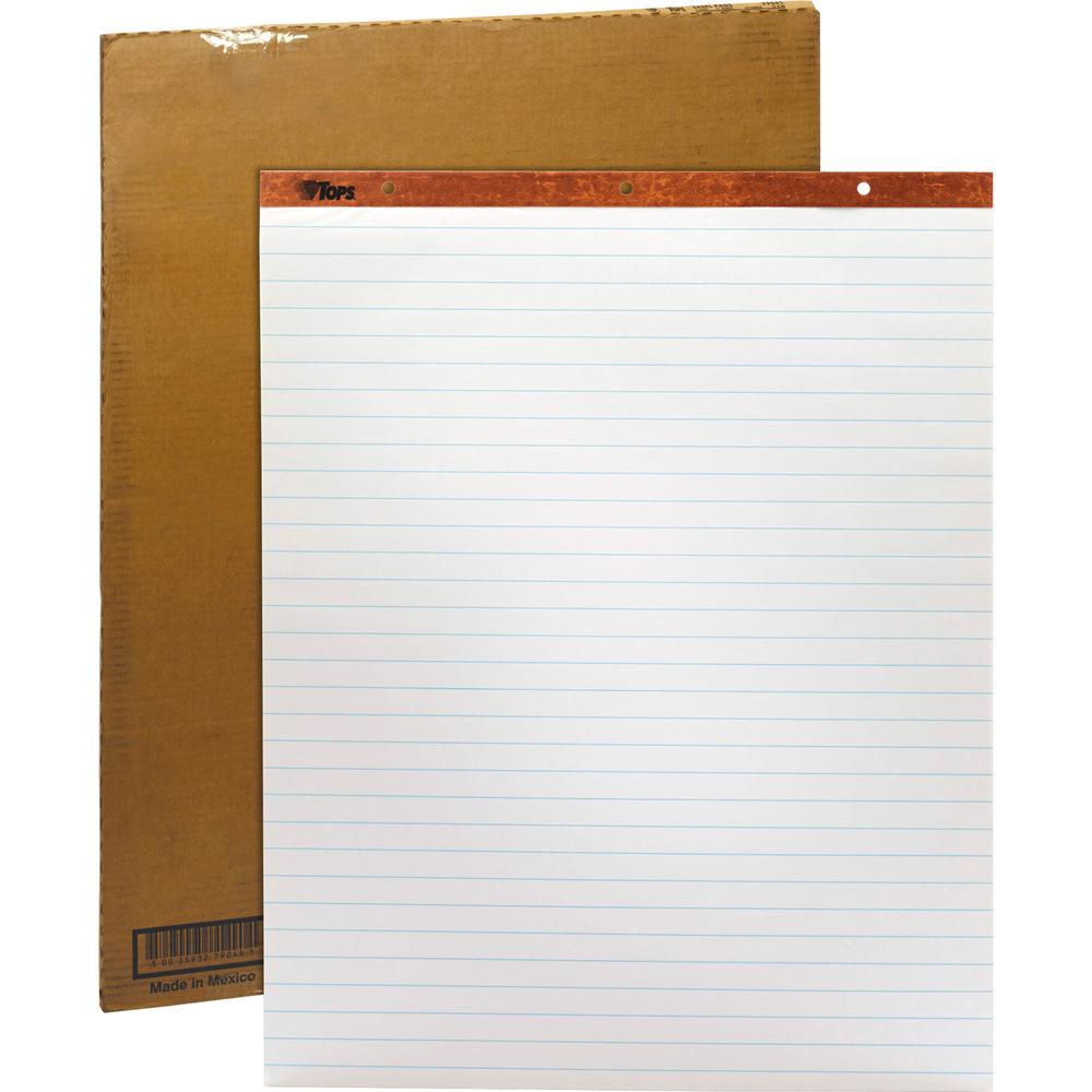 TOPS Horizontal Ruled Easel Pads - 50 Sheets - Stapled/Glued - 15 lb Basis Weight - 27'' x 34'' Sheet Size - White Paper - Perforated, Punched - 2 / Carton
