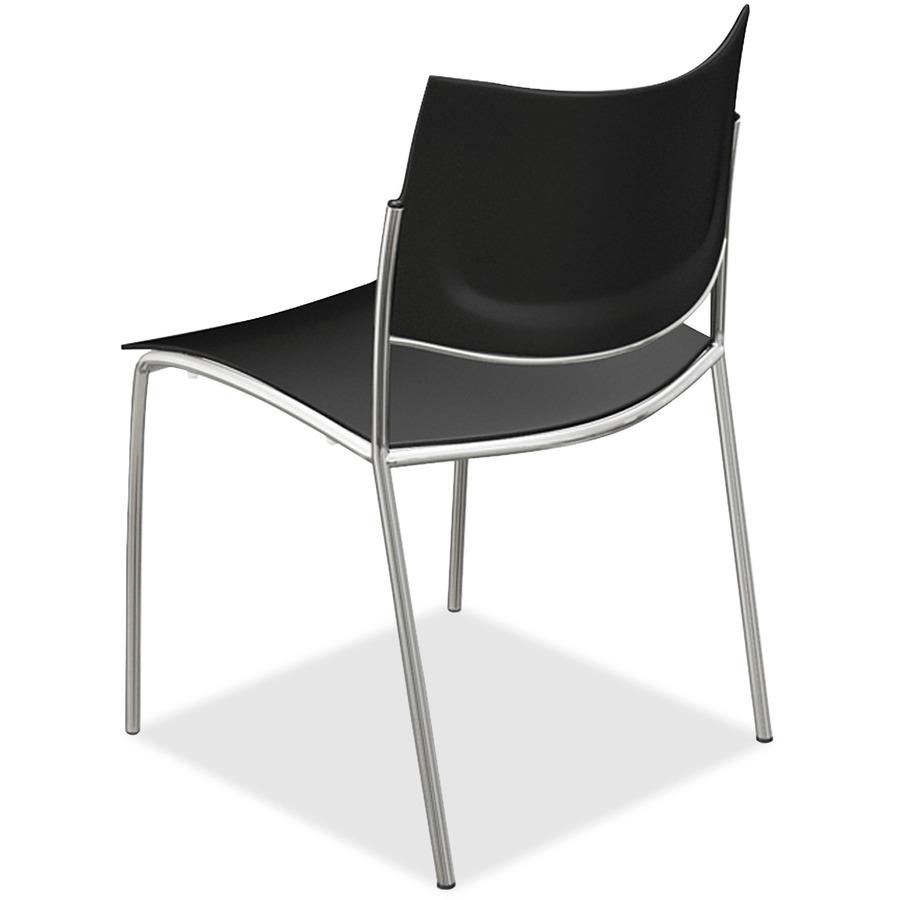 Mayline Escalate Stackable Chair - Black Seat - Four-legged Base - 4 / Carton