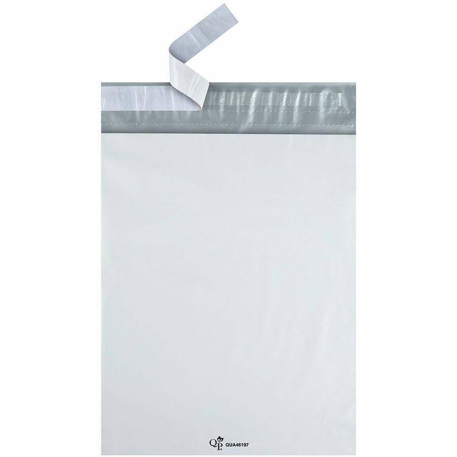Quality Park 10 x 13 Poly Shipping Mailers with Self-Seal Closure - Catalog - #13 - 10'' Width x 13'' Length - Self-sealing - Polyethylene - 100 / Pack - White