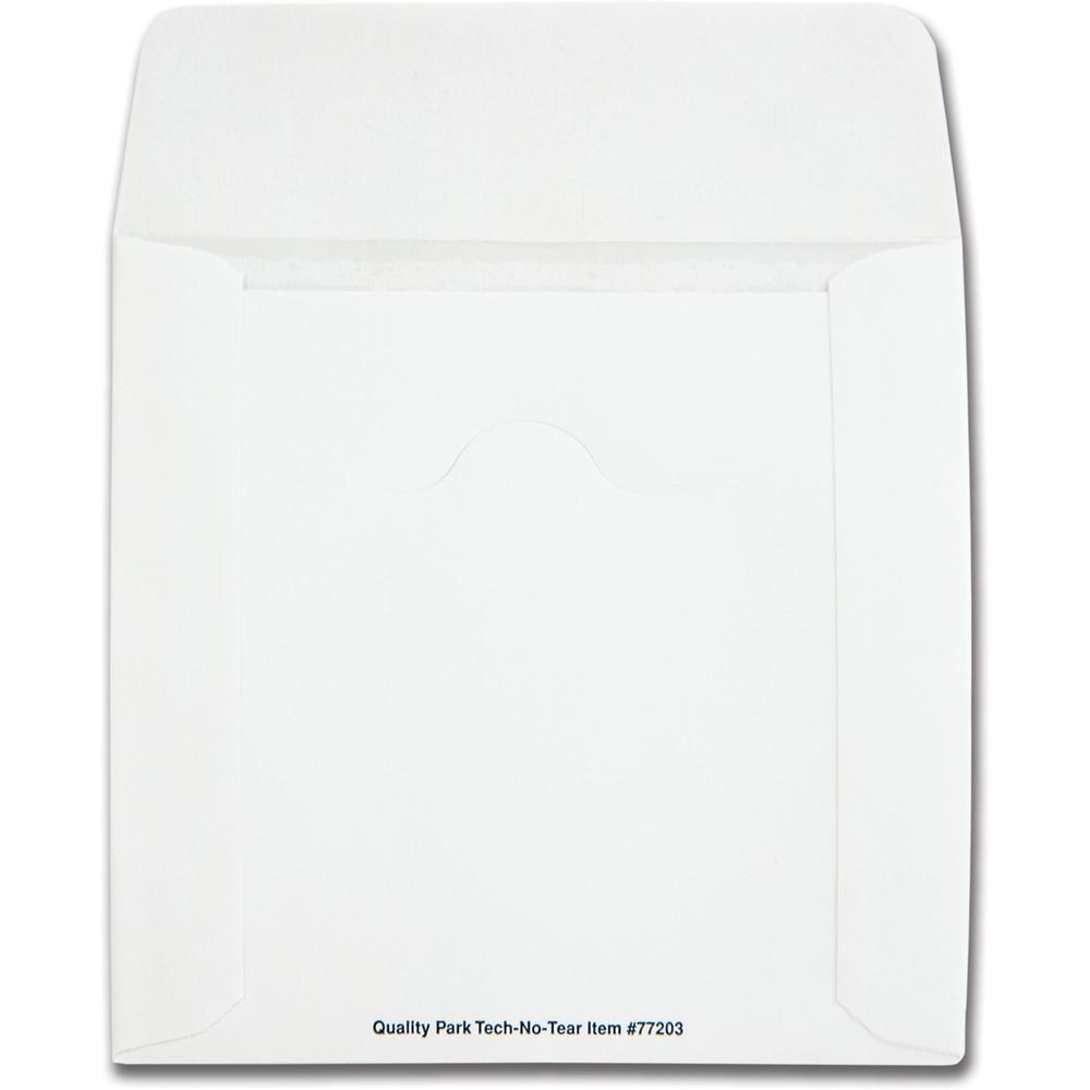 Quality Park Tech-No-Tear CD/DVD Sleeves - CD/DVD - 4 7/8'' Width x 5'' Length - White - Paper - 100 / Box