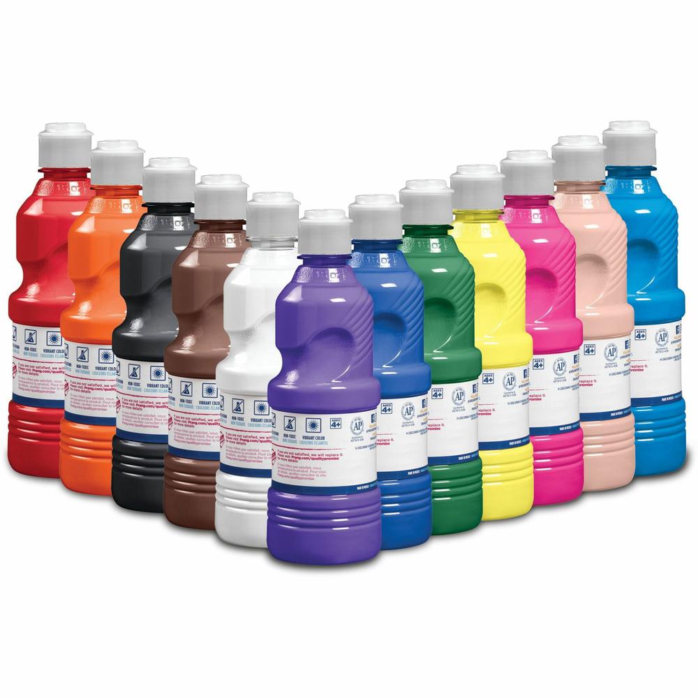 Prang Liquid Tempera Paint - 16 oz - 12 / Set - Assorted