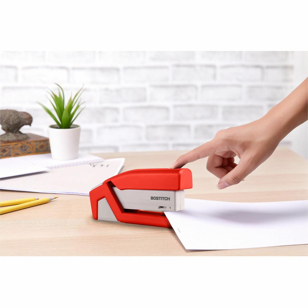 Bostitch InJoy Spring-Powered Antimicrobial Compact Stapler - 20 Sheets Capacity - 105 Staple Capacity - Half Strip - 1/4'' Staple Size - 1 Each - Assorted