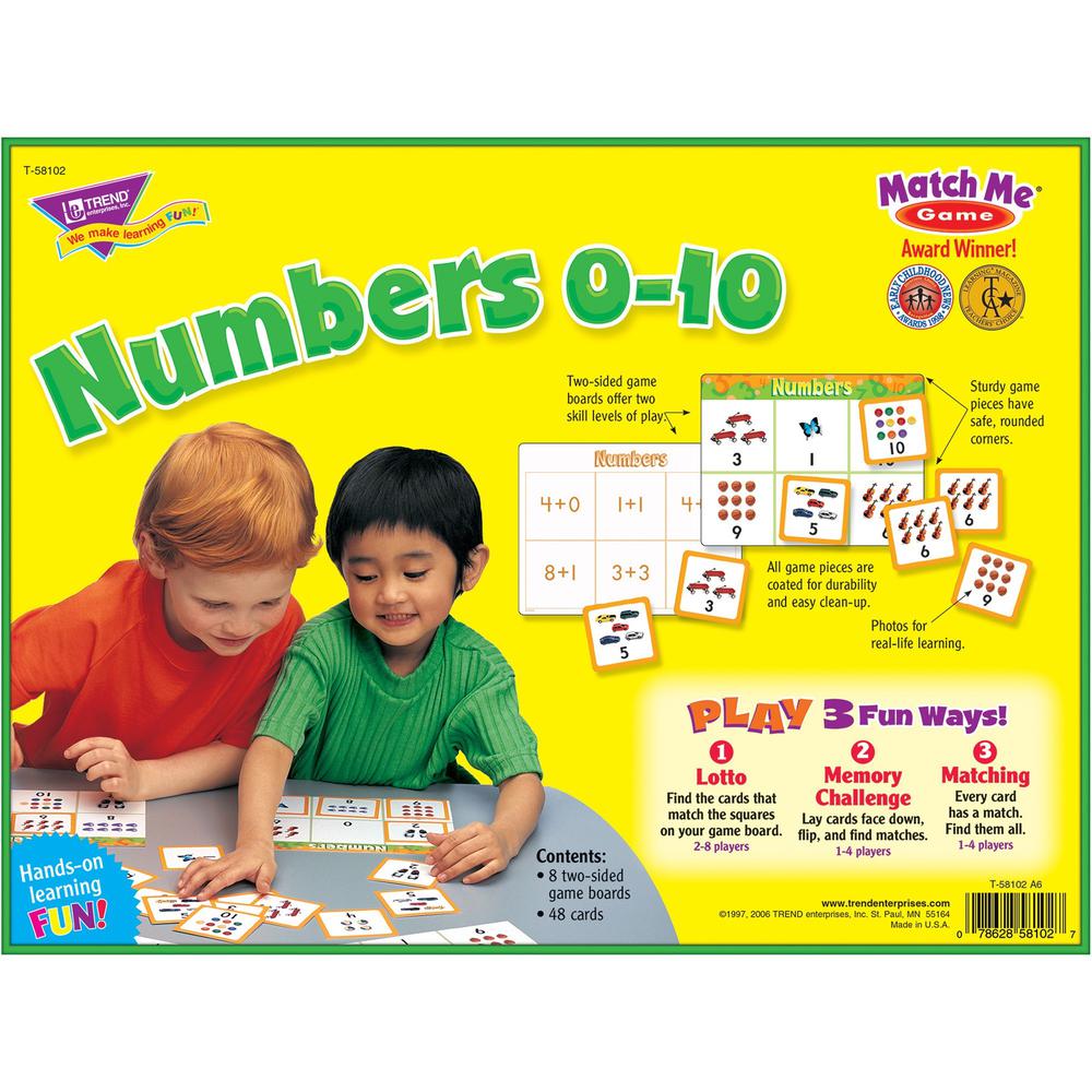 Trend Match Me Numbers 0-10 Learning Game - Educational - 1 to 8 Players - 1 Each - TREND