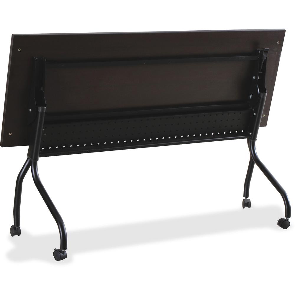 Lorell Flip Top Training Table - Rectangle Top - Four Leg Base - 4 Legs x 72'' Table Top Width x 23.50'' Table Top Depth - 29.50'' Height x 70.88'' Width x 23.63'' Depth - Assembly Required - Espresso, Bla