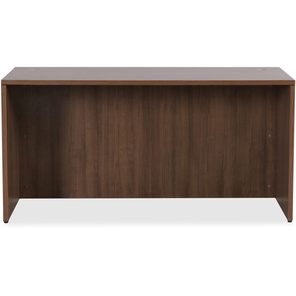 Lorell Essentials Series Rectangular Desk Shell - 1'' Top, 66.1'' x 29.5''29.5'' Desk - Finish: Walnut Laminate - Lockable, Grommet, Modesty Panel, Adjustable Feet - For Office