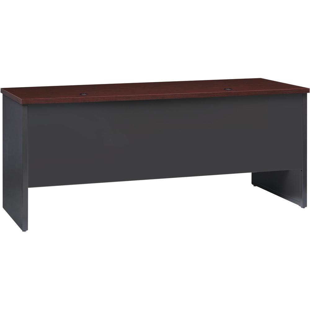 Lorell Fortress Modular Series Double-pedestal Credenza - 72'' x 24'' , 1.1'' Top - 2 x Box, File Drawer(s) - Double Pedestal - Material: Steel - Finish: Mahogany Laminate, Charcoal - Scratch Resistant,