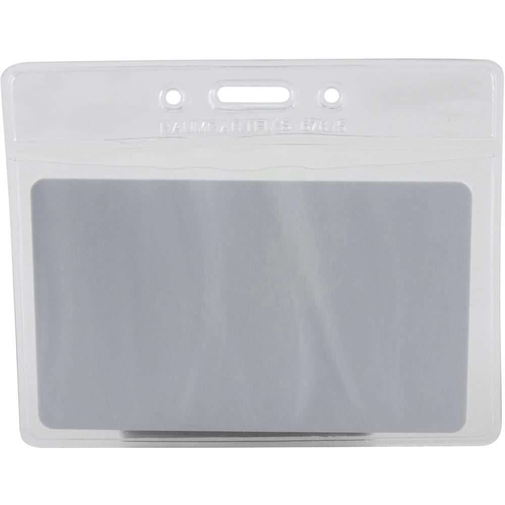 SICURIX ID Badge Holder - Horizontal - 4'' x 3'' x - Vinyl - 50 / Pack - Clear