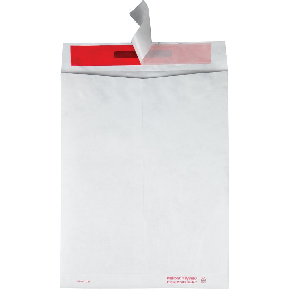Survivor 10 x 13 DuPont Tyvek Tamper Indicating Panel Catalog Mailers - Security - 10'' Width x 13'' Length - 14 lb - Peel & Seal - Tyvek - 100 / Box - White - Quality Park