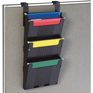 Deflecto Partition Pocket System - 3 Pocket(s) - 25'' Height x 12.6'' Width x 3.9'' Depth - Black - 3 / Set - deflecto