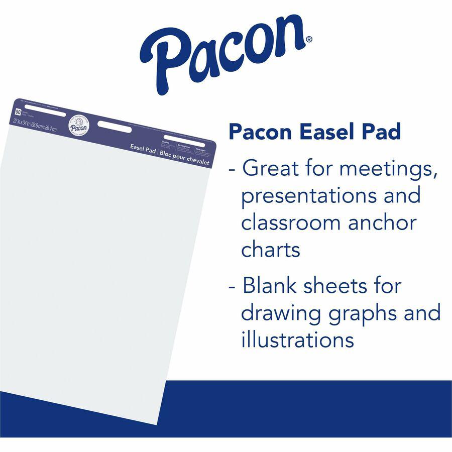 Pacon Unruled Easel Pads - 50 Sheets - Plain - Stapled/Glued - Unruled - 27'' x 34'' - White Paper - Chipboard Cover - Perforated, Bond Paper - 50 / Pad