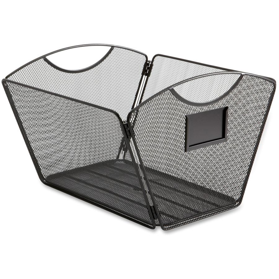 Safco Onyx Mesh Desktop Tub File - 9.5'' Height x 12.5'' Width x 13.8'' DepthDesktop - Powder Coated - Black - Steel - 1 Each