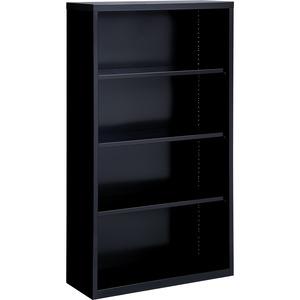 Lorell Fortress Series Bookcase - 34.5'' x 13'' x 60'' - 4 x Shelf(ves) - Black - Powder Coated - Steel - Recycled