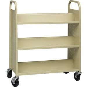 Lorell Double-sided Book Cart - 6 Shelf - 200 lb Capacity - 5'' Caster Size - Steel - x 36'' Width x 19'' Depth x 46'' Height - Putty - 1 Each