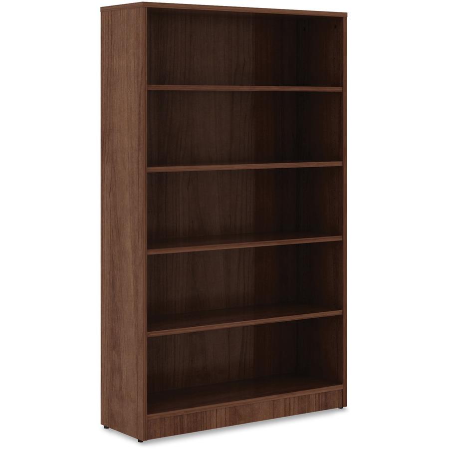 Lorell Laminate Bookcase - 0.8'' Shelf, 36'' x 12''60'' - 5 Shelve(s) - 4 Adjustable Shelf(ves) - Square Edge - Material: Thermofused Laminate (TFL) - Finish: Walnut