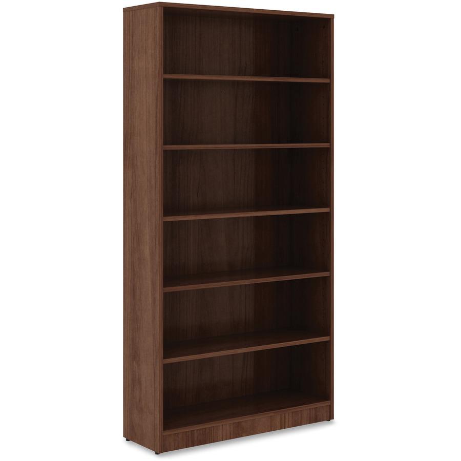 Lorell Laminate Bookcase - 6 Shelf(ves) - 72'' Height x 36'' Width x 12'' Depth - Sturdy, Adjustable Feet, Adjustable Shelf - Thermofused Laminate (TFL) - Walnut - Laminate - 1 Each