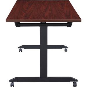 Lorell Mobile Folding Training Table - Rectangle Top - Powder Coated Base - 200 lb Capacity x 63'' Table Top Width - 29.50'' Height x 63'' Width x 29.50'' Depth - Assembly Required - Brown - Laminate Top