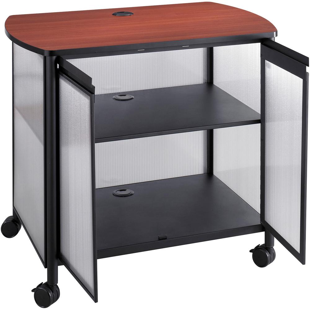 Safco Impromptu Black Deluxe Stand with Doors - 200 lb Load Capacity - 2 x Shelf(ves) - 30.8'' Height x 34.8'' Width x 25.5'' Depth - Powder Coated, Laminate - Polycarbonate, Plastic, Steel - Black