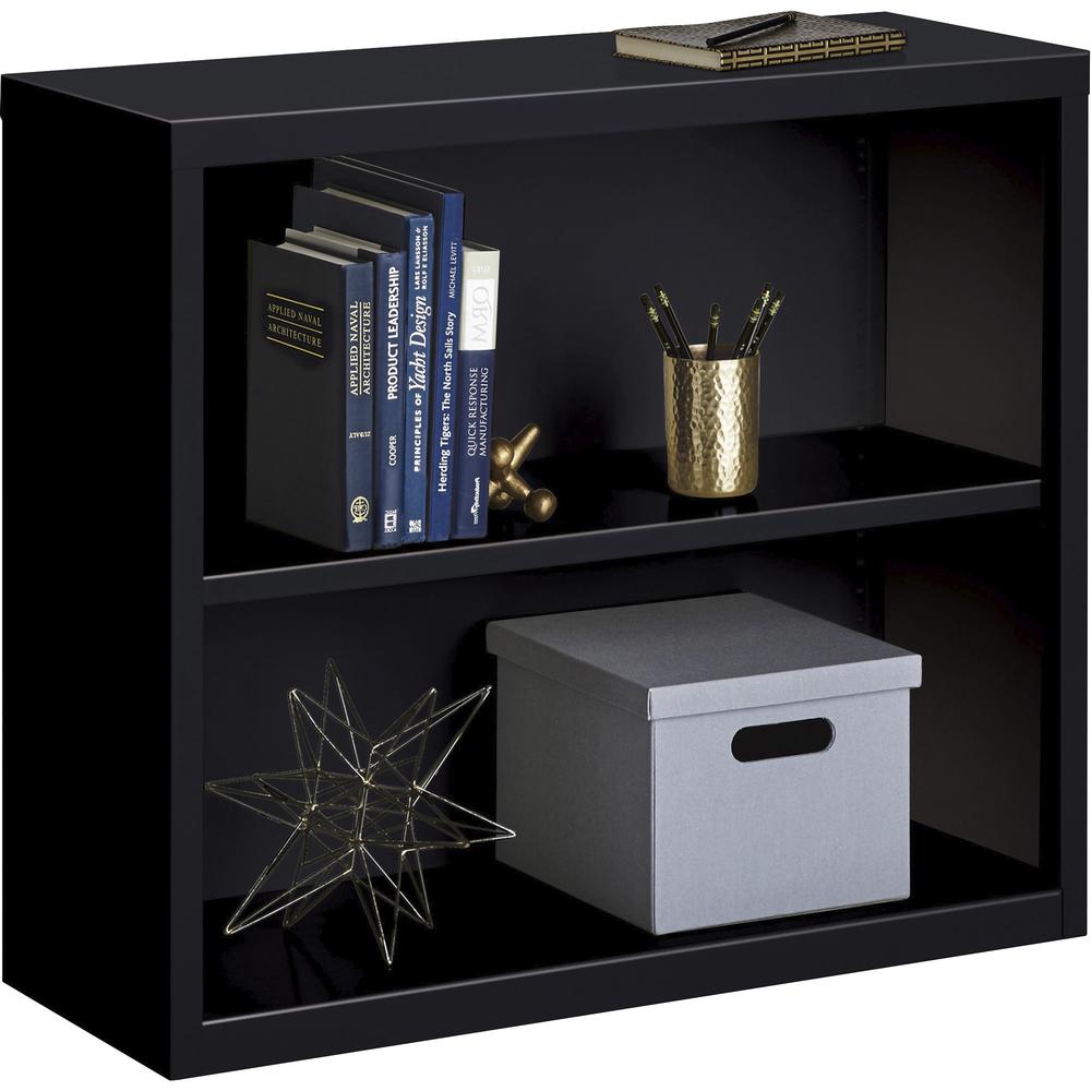 Lorell Fortress Series Bookcase - 34.5'' x 13'' x 30'' - 2 x Shelf(ves) - Black - Powder Coated - Steel - Recycled
