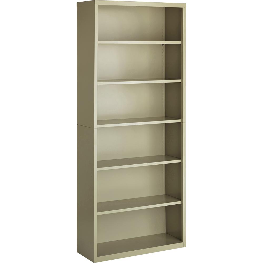 Lorell Fortress Series Bookcase - 34.5'' x 13'' x 82'' - 6 x Shelf(ves) - Putty - Powder Coated - Steel - Recycled