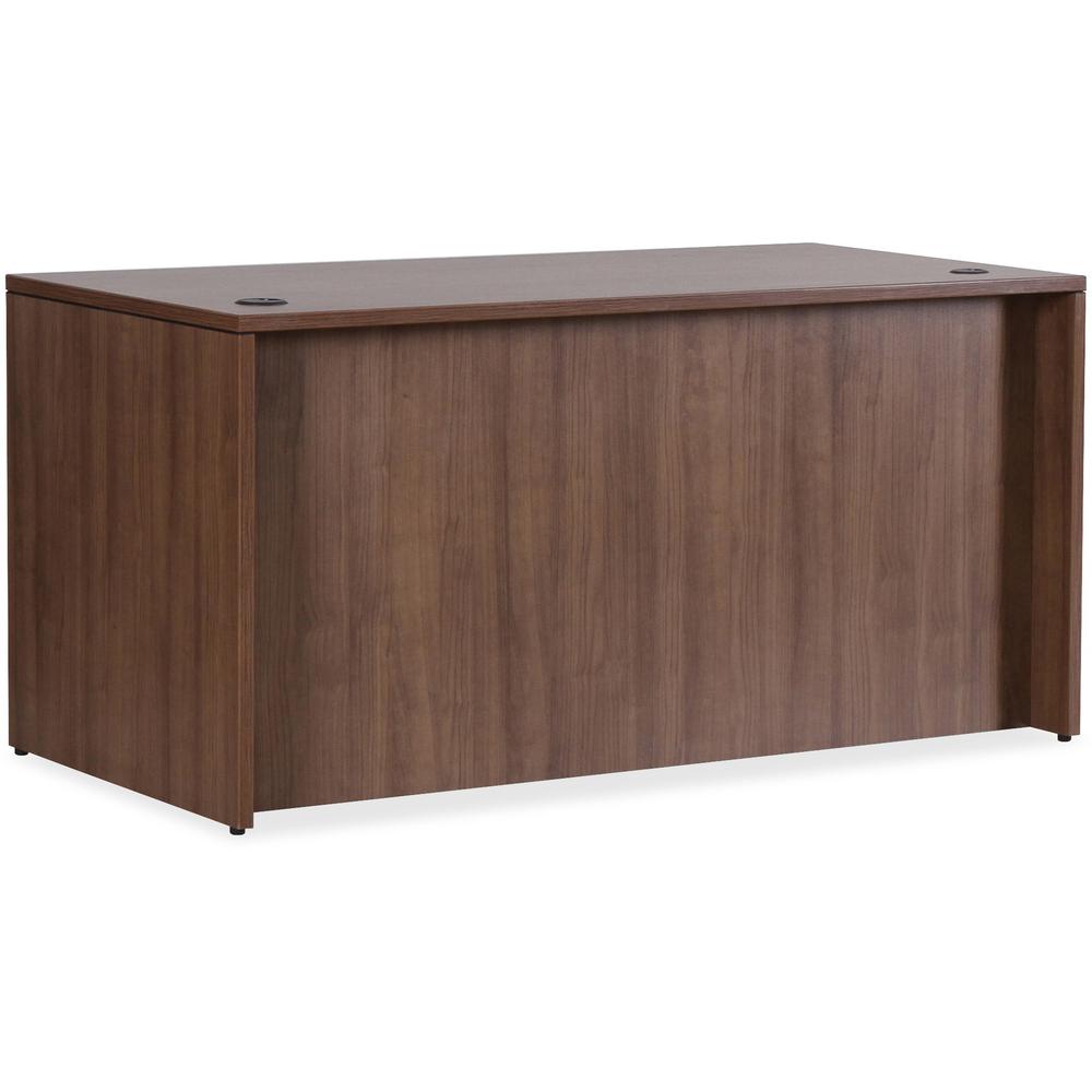 Lorell Essentials Series Rectangular Desk Shell - 1'' Top, 66.1'' x 29.5''29.5'' Desk - Finish: Walnut Laminate - Lockable, Grommet, Modesty Panel, Adjustable Feet - For Office