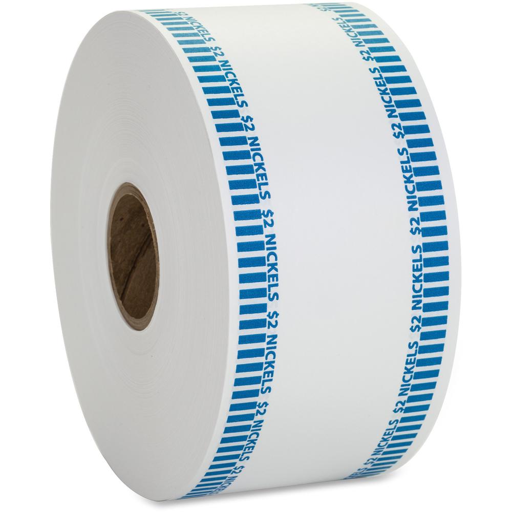 PAP-R Color-coded Coin Machine Wrappers - 1000 ft Length - 1900 Wrap(s)Total $2.00 in 40 Coins of 5¢ Denomination - 15 lb Basis Weight - Kraft - Blue, White - 1900 / Roll