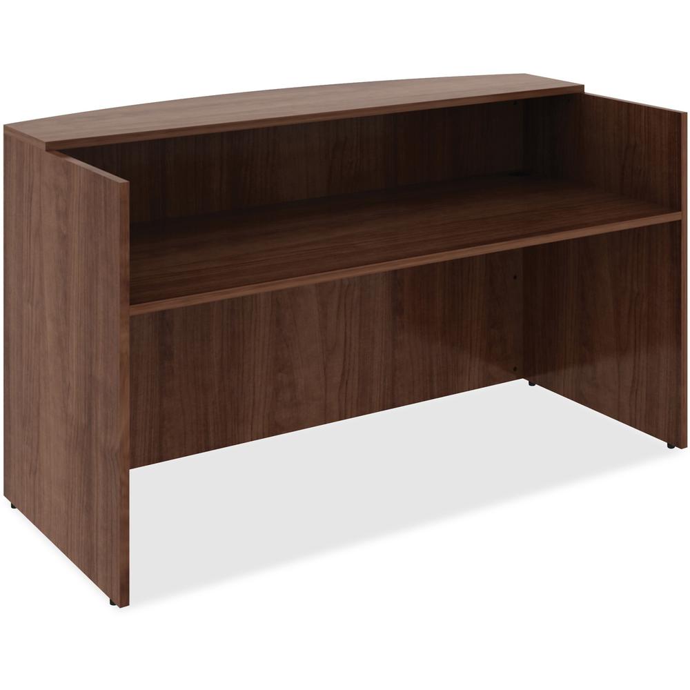 Lorell Essentials Series Front Reception Desk - 72'' x 36''42.5'' , 0.1'' Edge - Material: Metal - Finish: Walnut, Laminate