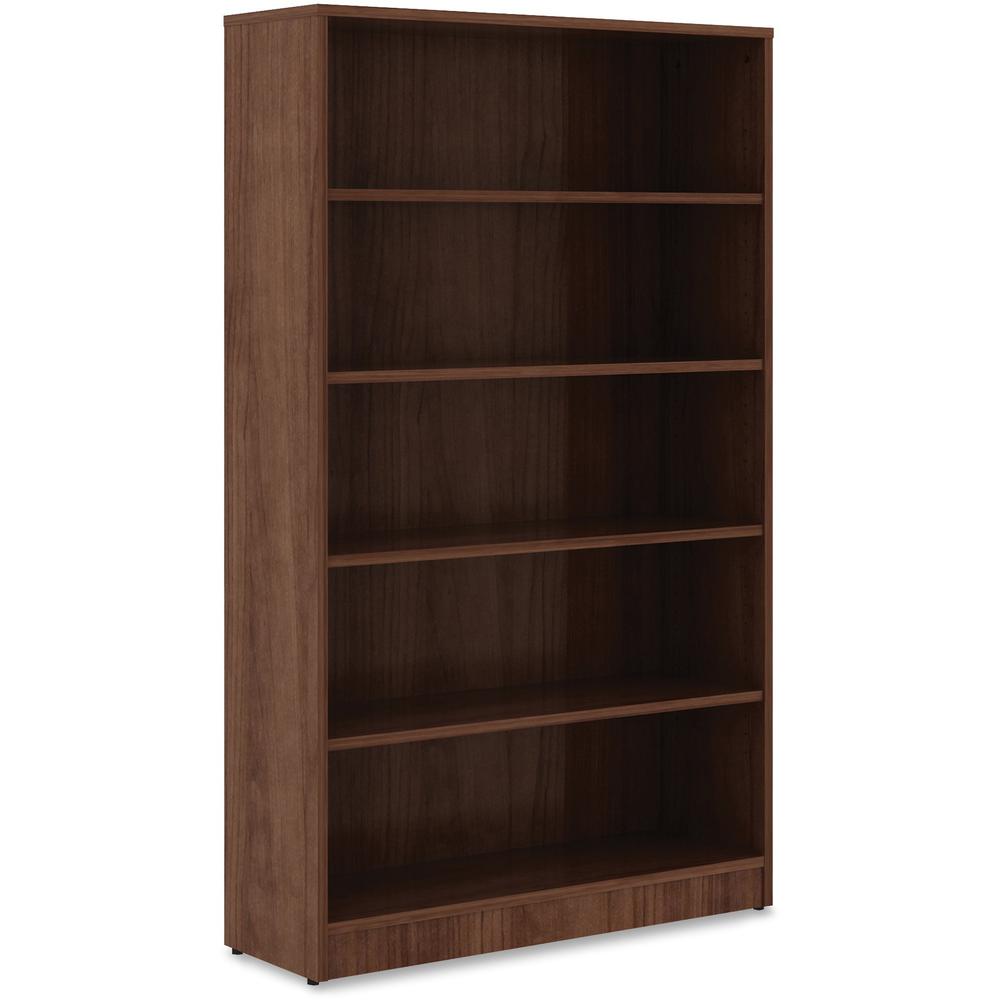Lorell Laminate Bookcase - 0.8'' Shelf, 36'' x 12''60'' - 5 Shelve(s) - 4 Adjustable Shelf(ves) - Square Edge - Material: Thermofused Laminate (TFL) - Finish: Walnut