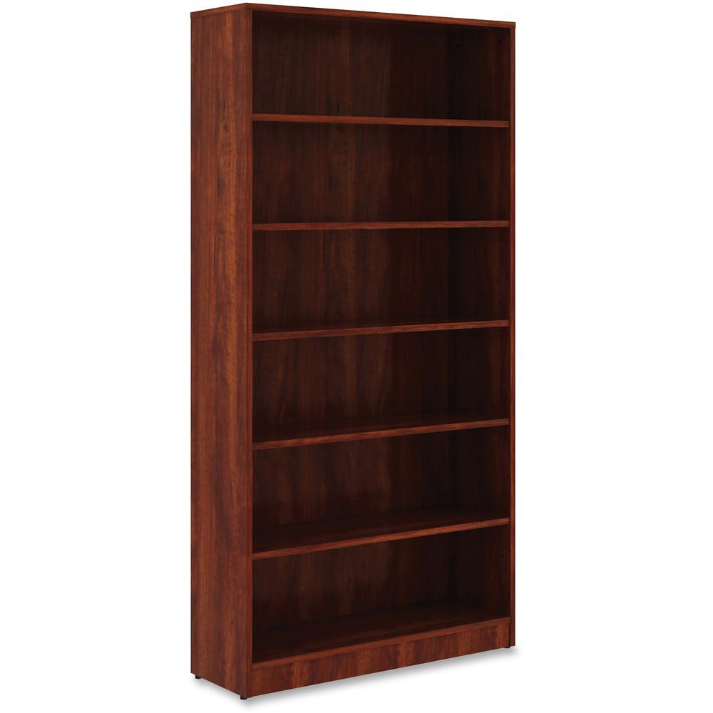 Lorell Laminate Bookcase - 6 Shelf(ves) - 73'' Height x 36'' Width x 12'' Depth - Sturdy, Adjustable Feet, Adjustable Shelf - Thermofused Laminate (TFL) - Cherry - Laminate - 1 Each
