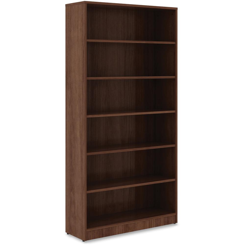 Lorell Laminate Bookcase - 6 Shelf(ves) - 72'' Height x 36'' Width x 12'' Depth - Sturdy, Adjustable Feet, Adjustable Shelf - Thermofused Laminate (TFL) - Walnut - Laminate - 1 Each