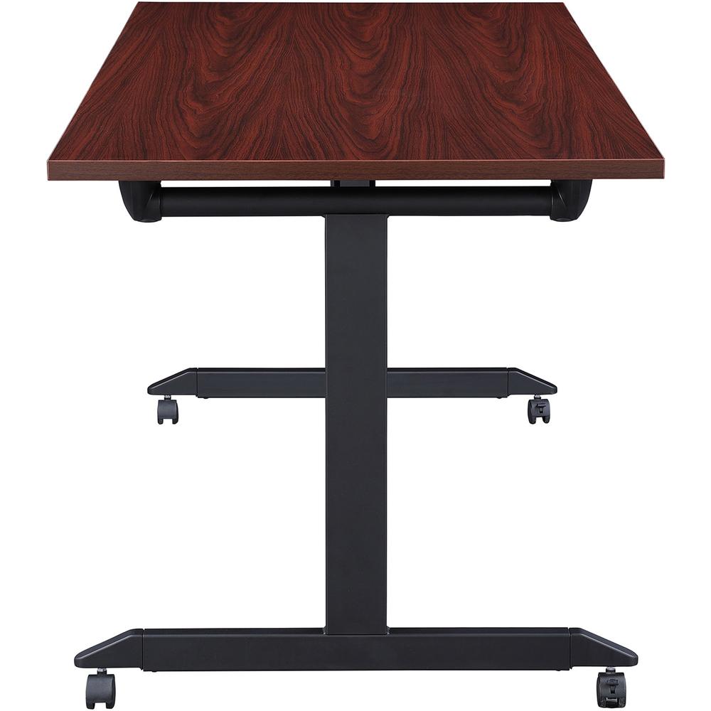 Lorell Mobile Folding Training Table - Rectangle Top - Powder Coated Base - 200 lb Capacity x 63'' Table Top Width - 29.50'' Height x 63'' Width x 24'' Depth - Assembly Required - Mahogany - Laminate Top