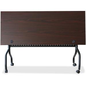 Lorell Flip Top Training Table - Rectangle Top - Four Leg Base - 4 Legs x 60'' Table Top Width x 23.60'' Table Top Depth - 29.50'' Height x 59'' Width x 23.63'' Depth - Assembly Required - Black, Mahogany