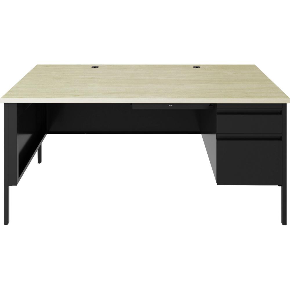 Lorell Fortress Series 66'' Right-Pedestal Desk - 66'' x 29.5''30'' , 0.8'' Modesty Panel, 1.1'' Top - Single Pedestal on Right Side - Square Edge - Material: Steel - Finish: Black