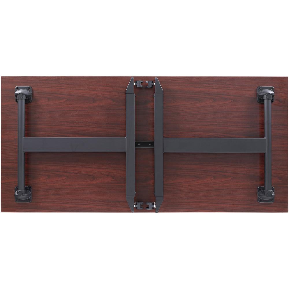 Lorell Mobile Folding Training Table - Rectangle Top - Powder Coated Base - 200 lb Capacity x 63'' Table Top Width - 29.50'' Height x 63'' Width x 29.50'' Depth - Assembly Required - Brown - Laminate Top