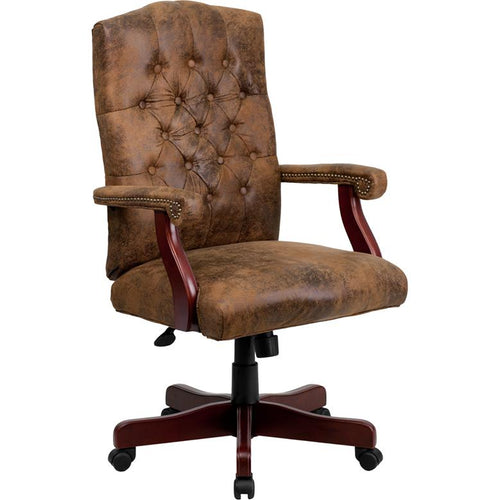 Bomber Brown Classic Executive Swivel Office Chair with Arms - Flash Furniture