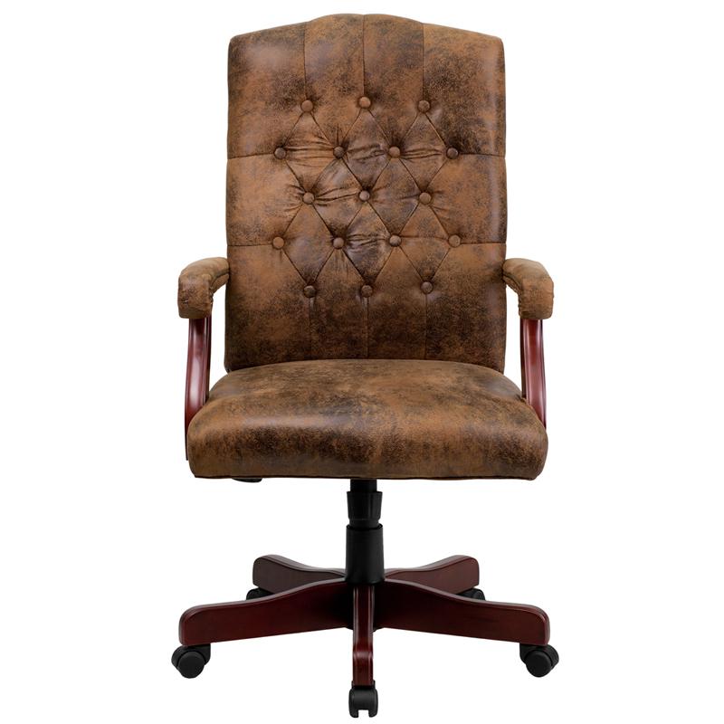 Bomber Brown Classic Executive Swivel Office Chair with Arms - Flash Furniture