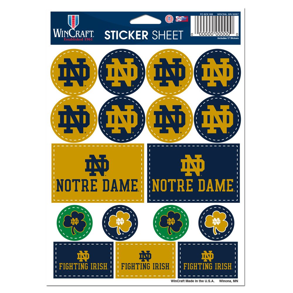 Notre Dame Fighting Irish Decal Sheet 5x7 Vinyl - WinCraft