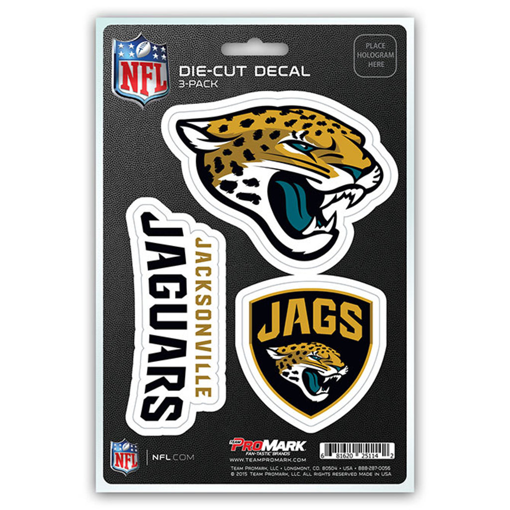 Jacksonville Jaguars Decal Die Cut Team 3 Pack - Team Promark