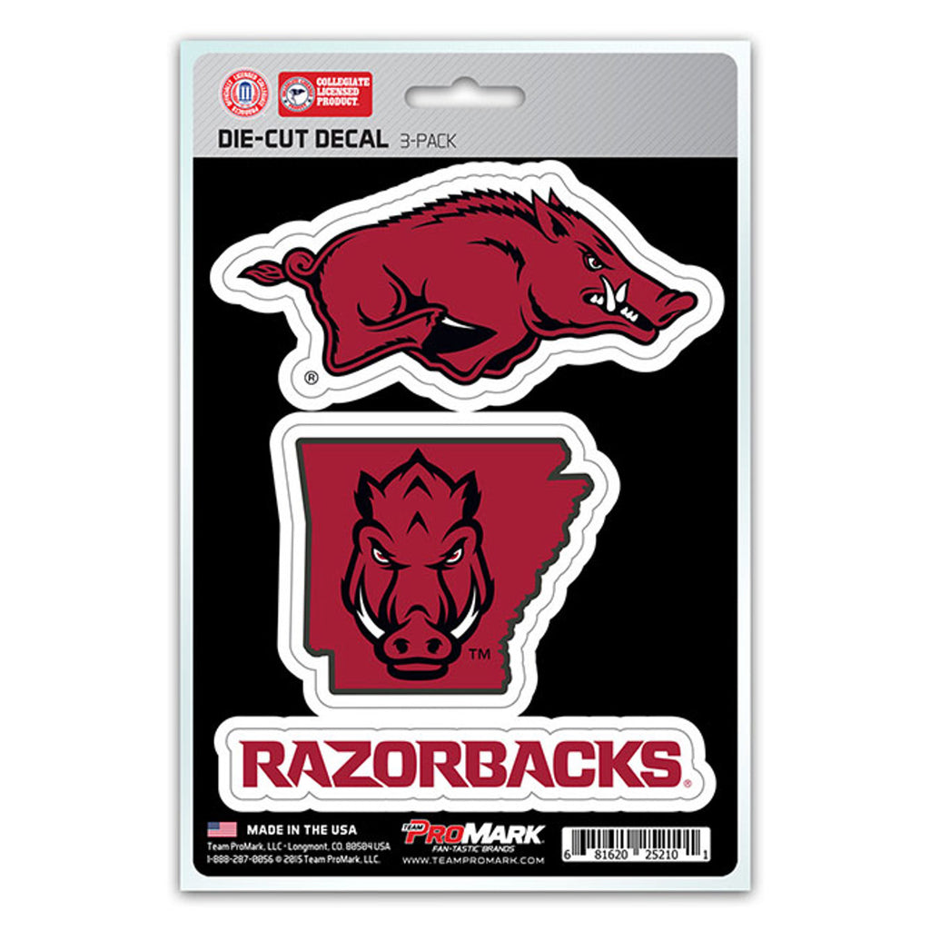 Arkansas Razorbacks Decal Die Cut Team 3 Pack - Team Promark