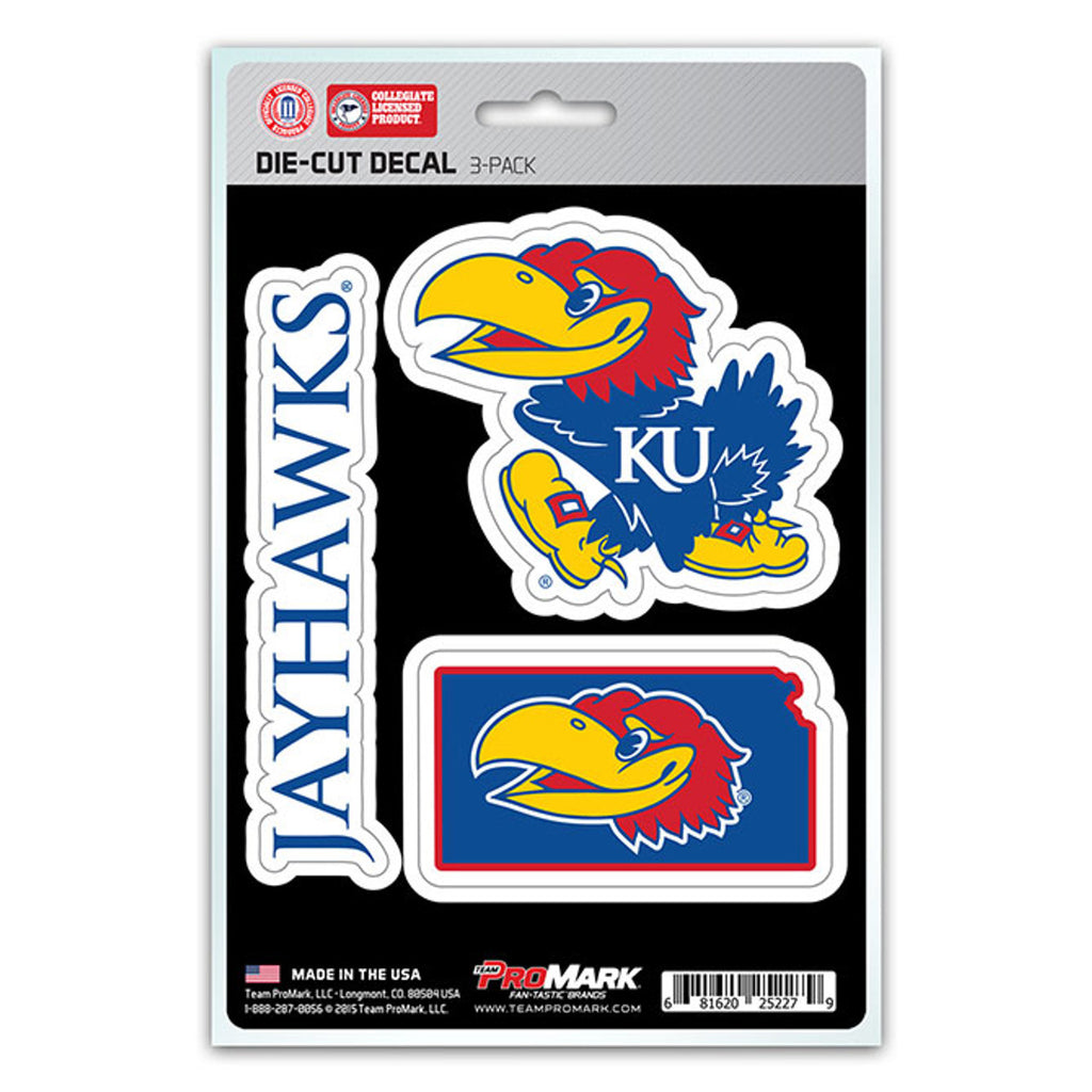 Kansas Jayhawks Decal Die Cut Team 3 Pack - Team Promark