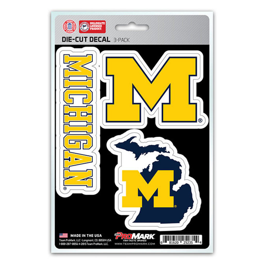 Michigan Wolverines Decal Die Cut Team 3 Pack - Team Promark
