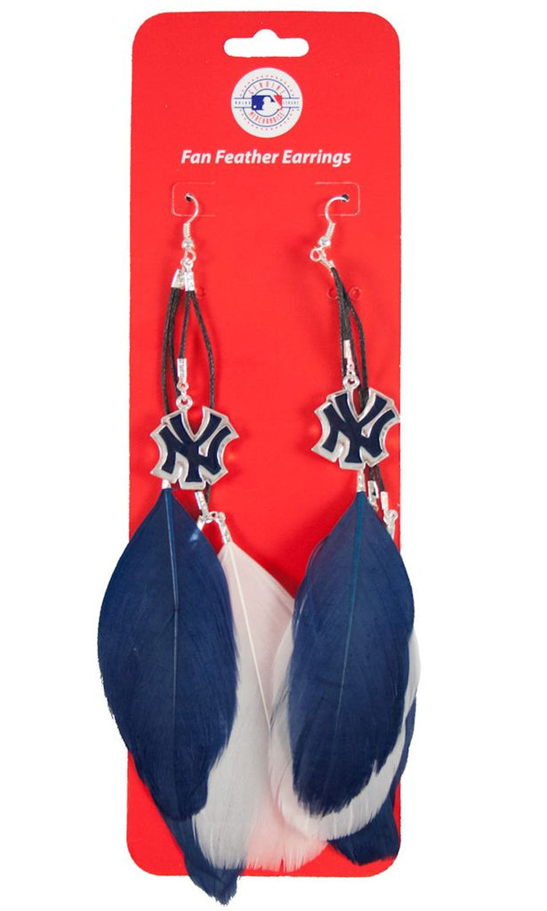New York Yankees Team Color Feather Earrings CO - Little Earth