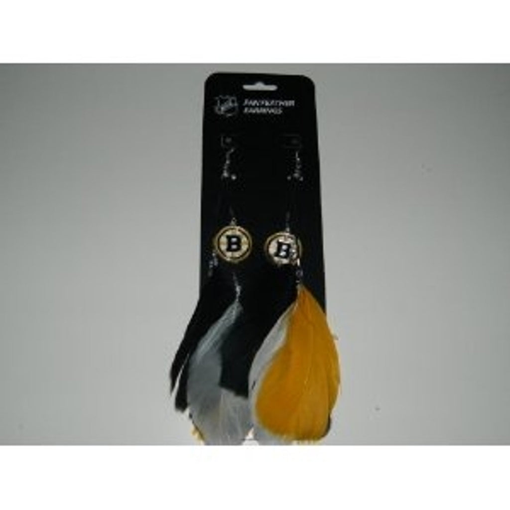 Boston Bruins Team Color Feather Earrings CO - Little Earth
