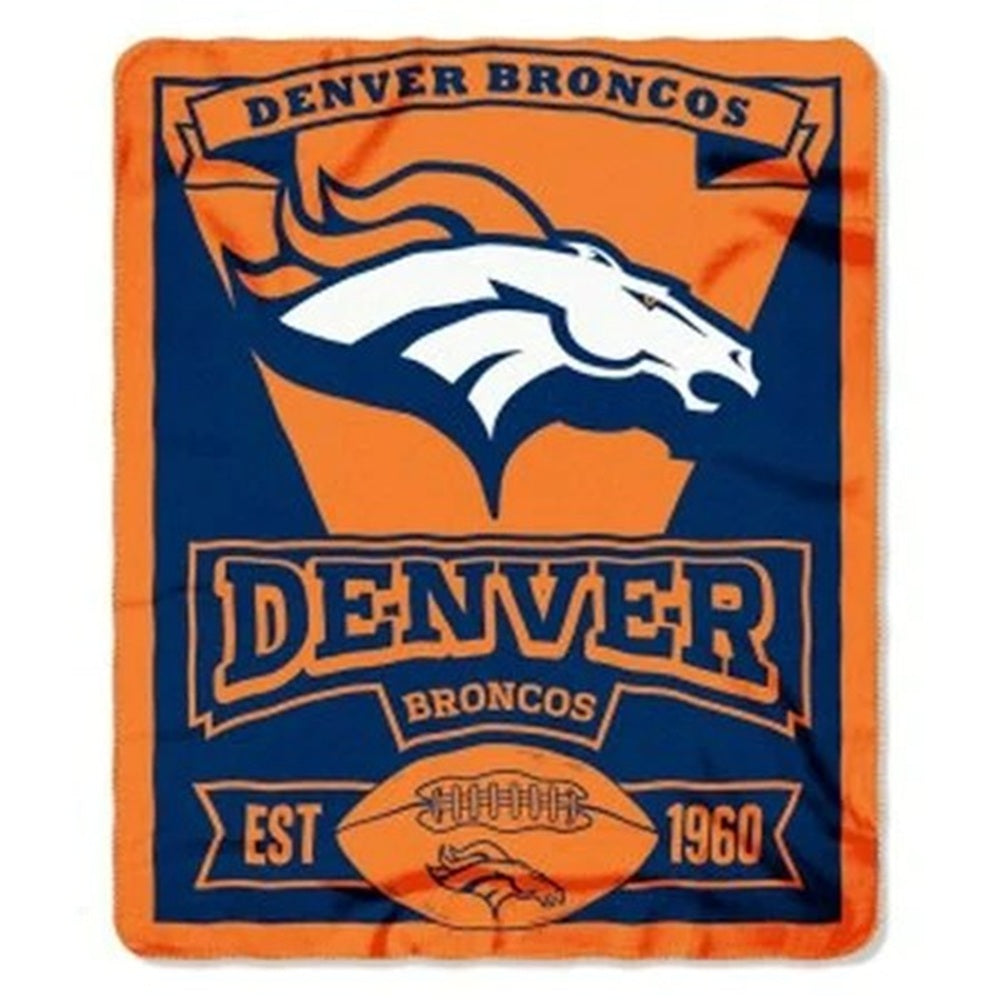 Denver Broncos Blanket 50x60 Fleece Marque Design - 8