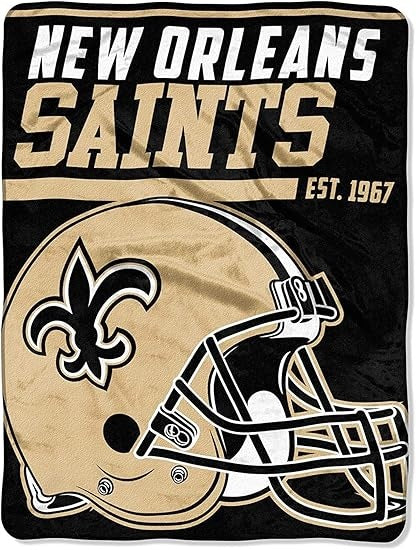 New Orleans Saints Blanket 46x60 Micro Raschel 40 Yard Dash Design Rolled - 0.25