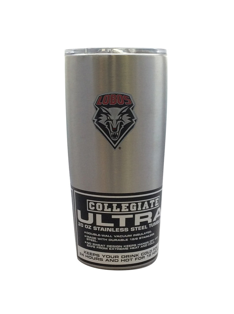 New Mexico Lobos Travel Tumbler 20oz Ultra Silver CO - BOELTER