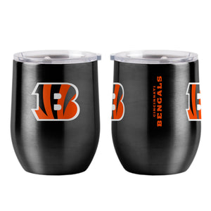 Cincinnati Bengals Travel Tumbler 16oz Stainless Steel Curved - Logo Brands