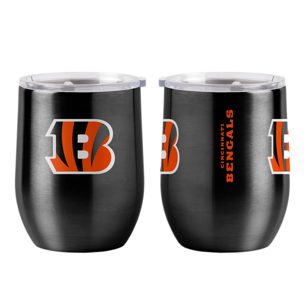 Cincinnati Bengals Travel Tumbler 16oz Stainless Steel Curved - Logo Brands